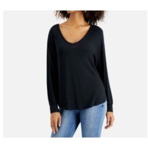 Willow Drive Womens XS Black Long Sleeve V Neck Top AK17